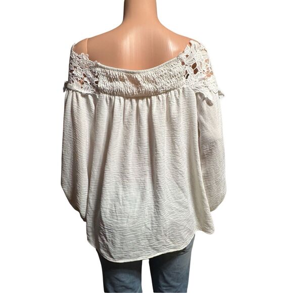 Shein embroidery sleeve white off the shoulder blouse L - Picture 5 of 7